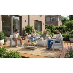 Keter Scandi Linea 3-zits Loungebank - Lichtgrijs