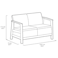 Keter Scandi Linea 2-zits Loungebank - Lichtgrijs