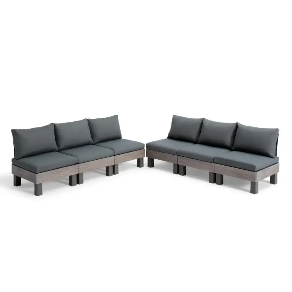 Keter Signature Elements Loungeset 6 personen - met groene kussens - Cappuccino