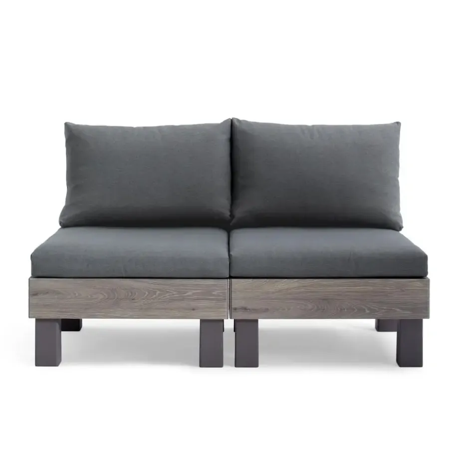Keter Signature Elements 2-zits Loungebank - met groene kussens - Cappuccino