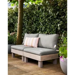 Keter Signature Elements 2-zits Loungebank - met groene kussens - Cappuccino