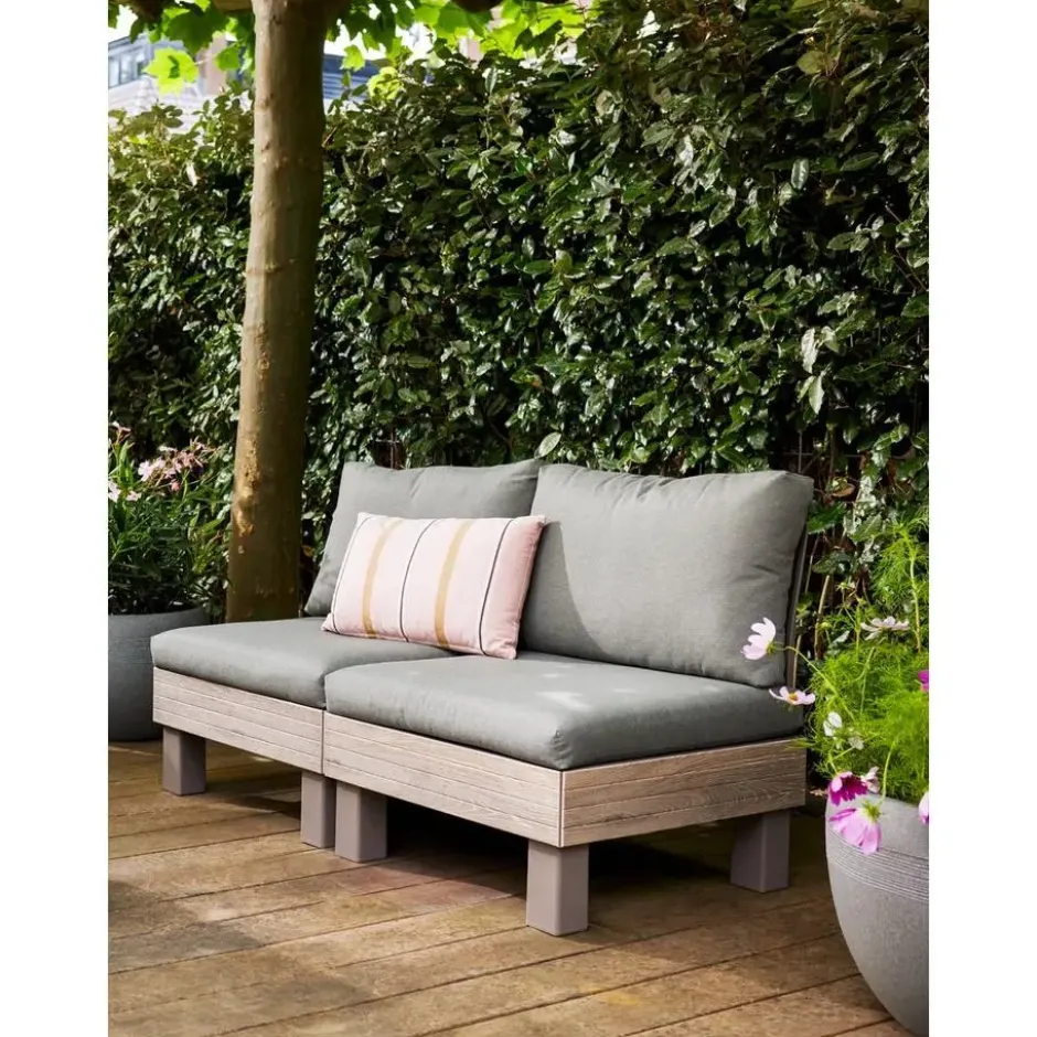 Keter Signature Elements 2-zits Loungebank - met groene kussens - Cappuccino