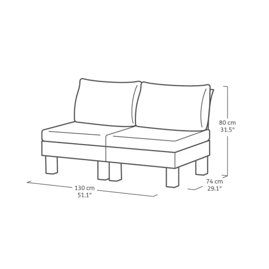 Keter Signature Elements 2-zits Loungebank - met groene kussens - Cappuccino