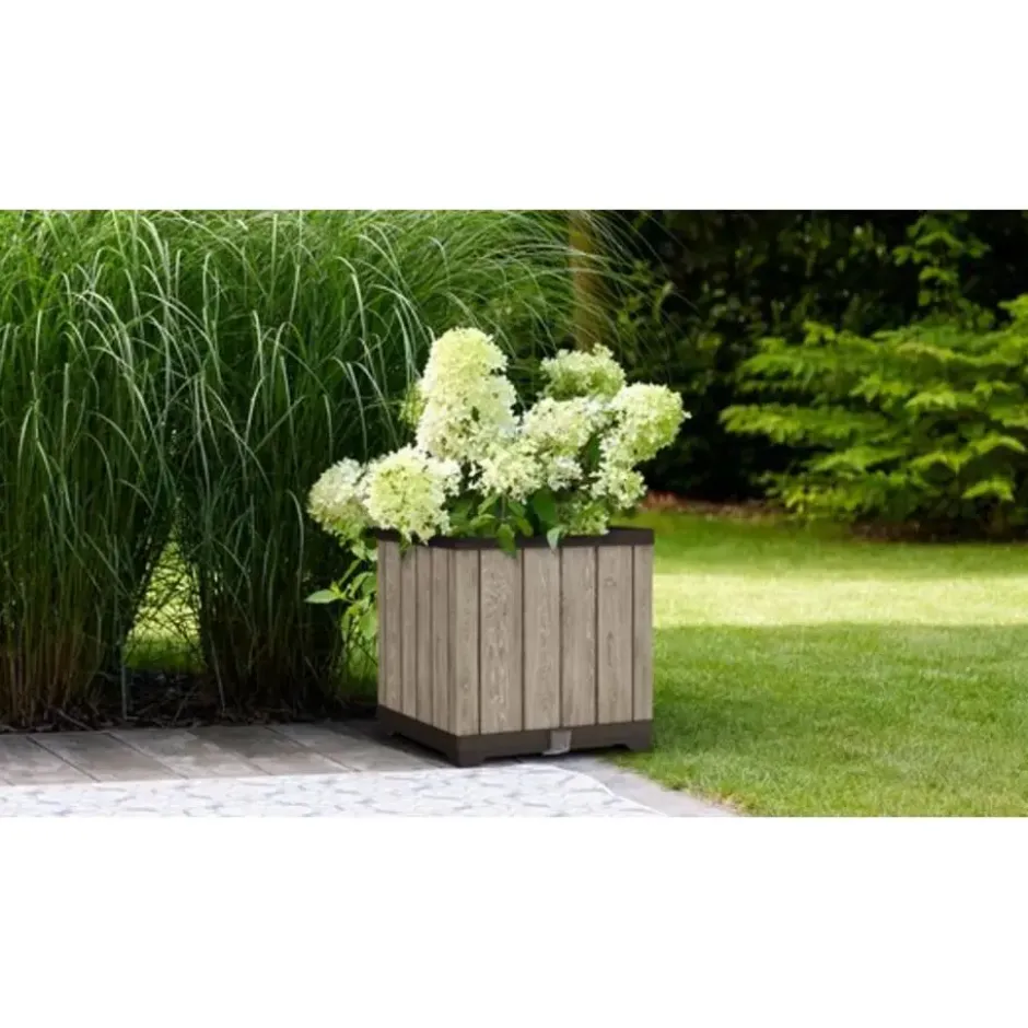 Keter Signature Plantenbak - Vierkant - 45,5x45,5x45,5cm - Ashwood