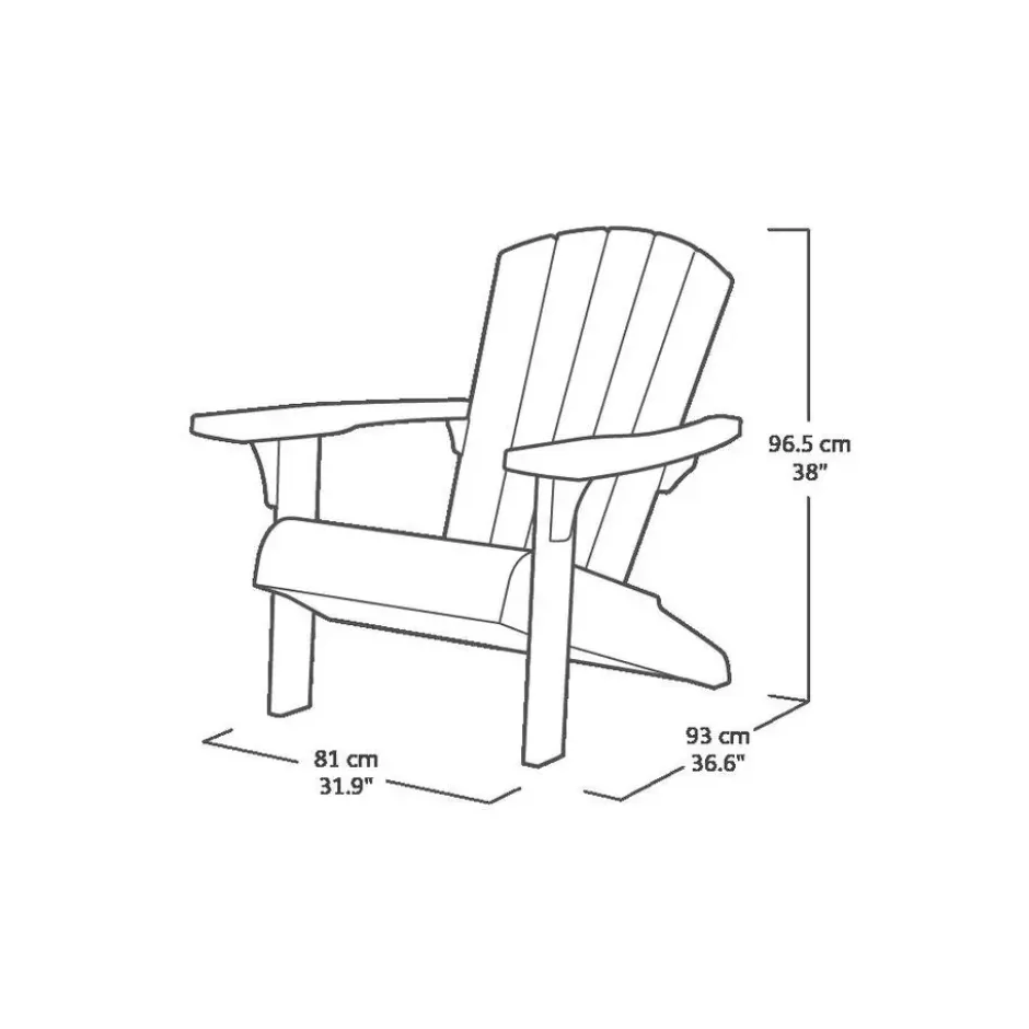 Keter Troy Adirondack Tuinstoel - 81x93x96,5cm - Grijs