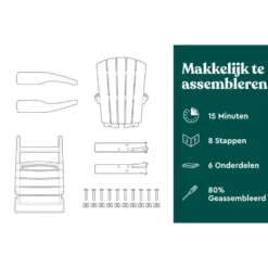 Keter Troy Adirondack Tuinstoel - 81x93x96,5cm - Grijs