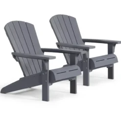 Keter Troy Adirondack Tuinstoel - set van 2 - 81x93x96.5cm - Lichtgrijs