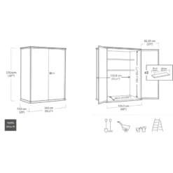 Keter Venetian Opbergkast - 140x73.6x170.4cm - Bruin