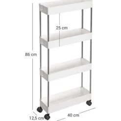 Keuken trolley met 4 etages - Wit