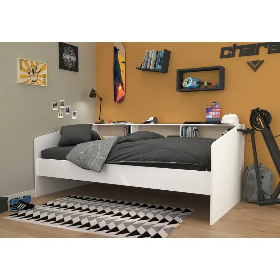 Kinderbed Mees - wit/eiken - 90x200 cm