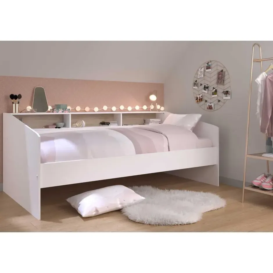 Kinderbed Mees - wit/eiken - 90x200 cm
