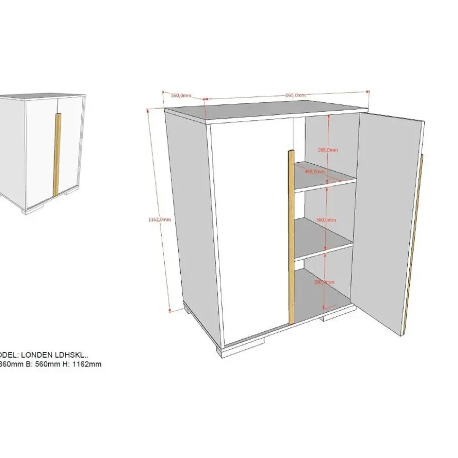 Kinderkledingkast London 98x56x116cm - wit