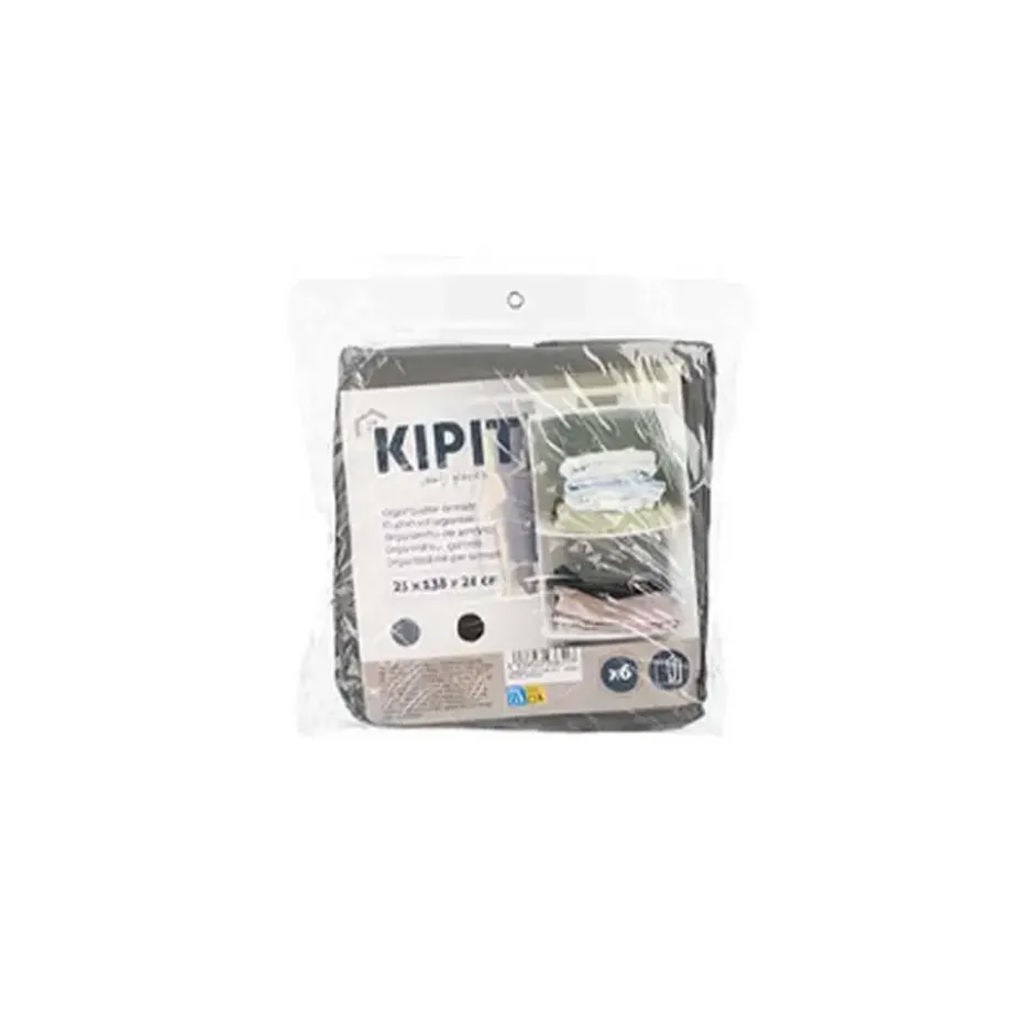 Kipit Kledingkast organizer - 6 vaks - grijs - 25 x 25 x 138 cm