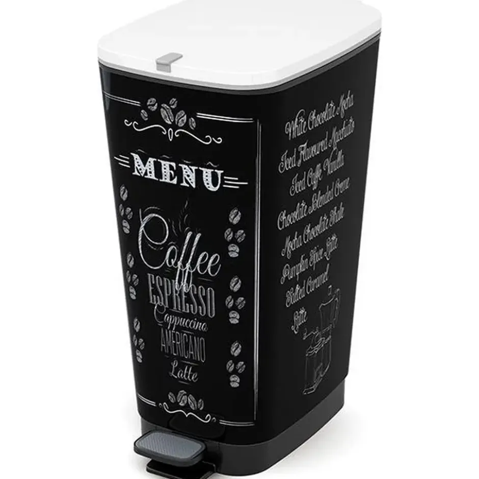Kis Chic Bin Coffee Menu Pedaalemmer - 50L - zwart/wit