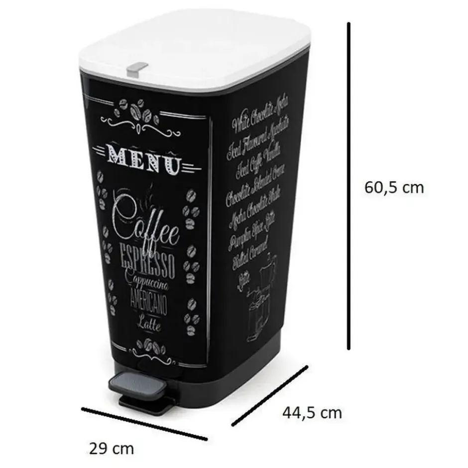 Kis Chic Bin Coffee Menu Pedaalemmer - 50L - zwart/wit