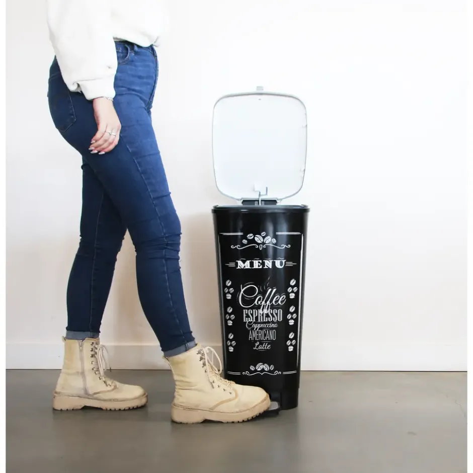 Kis Chic Bin Coffee Menu Pedaalemmer - 50L - zwart/wit