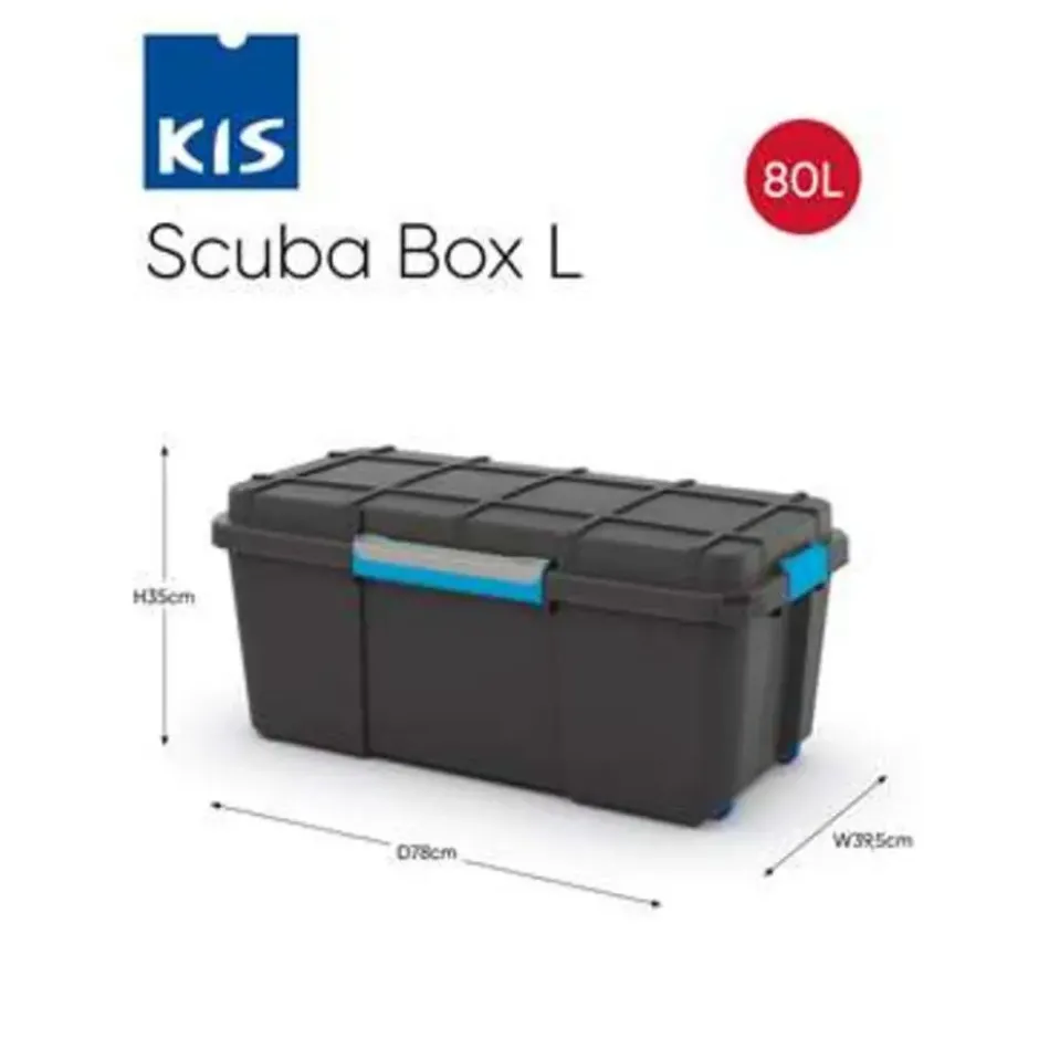 KIS Scuba Opbergbox L - 80L - zwart/blauwe clips