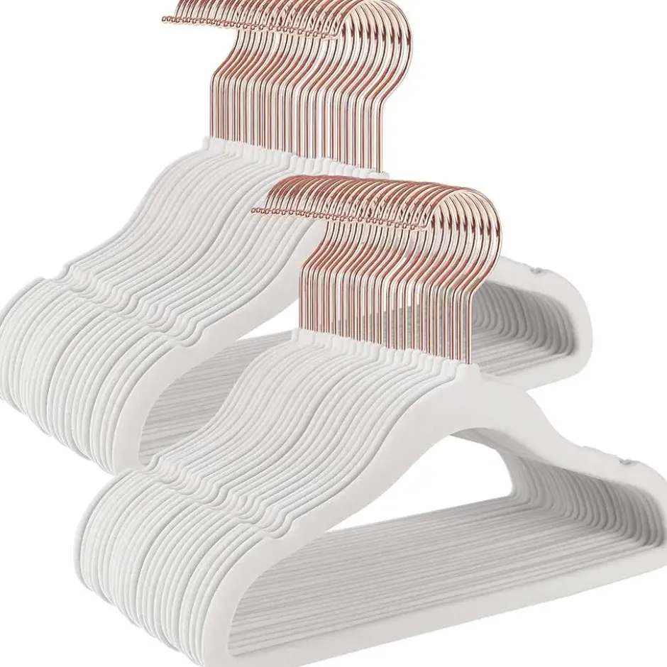 Kledinghangers voor Kinderen - Set van 50 - Fluweel - Anti-Slip - Wit