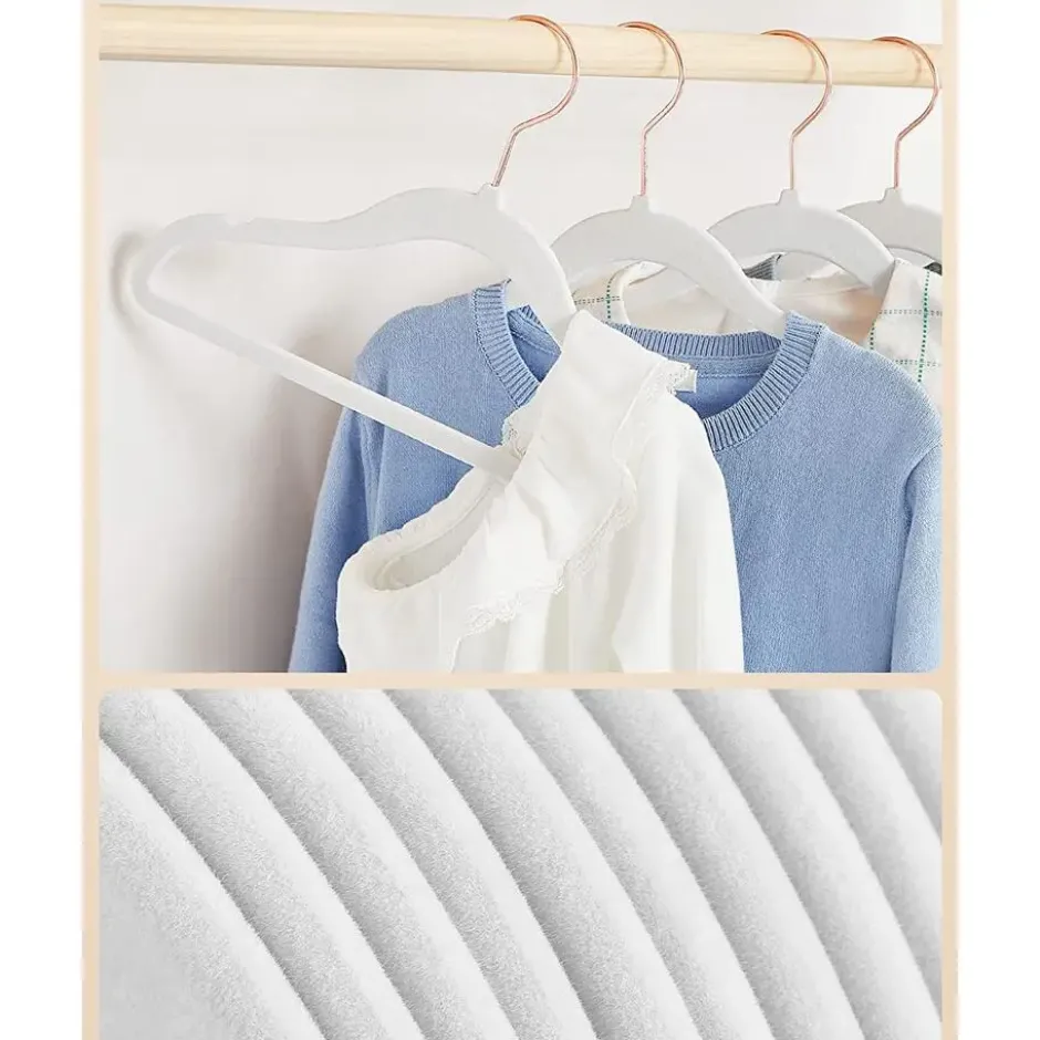 Kledinghangers voor Kinderen - Set van 50 - Fluweel - Anti-Slip - Wit