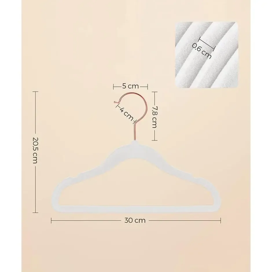 Kledinghangers voor Kinderen - Set van 50 - Fluweel - Anti-Slip - Wit