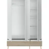 Kledingkast Aalborg 3-deurs - wit/eiken - 200x135x54 cm