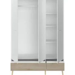 Kledingkast Aalborg 3-deurs - wit/eiken - 200x135x54 cm