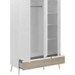 Kledingkast Aalborg 3-deurs - wit/eiken - 200x135x54 cm