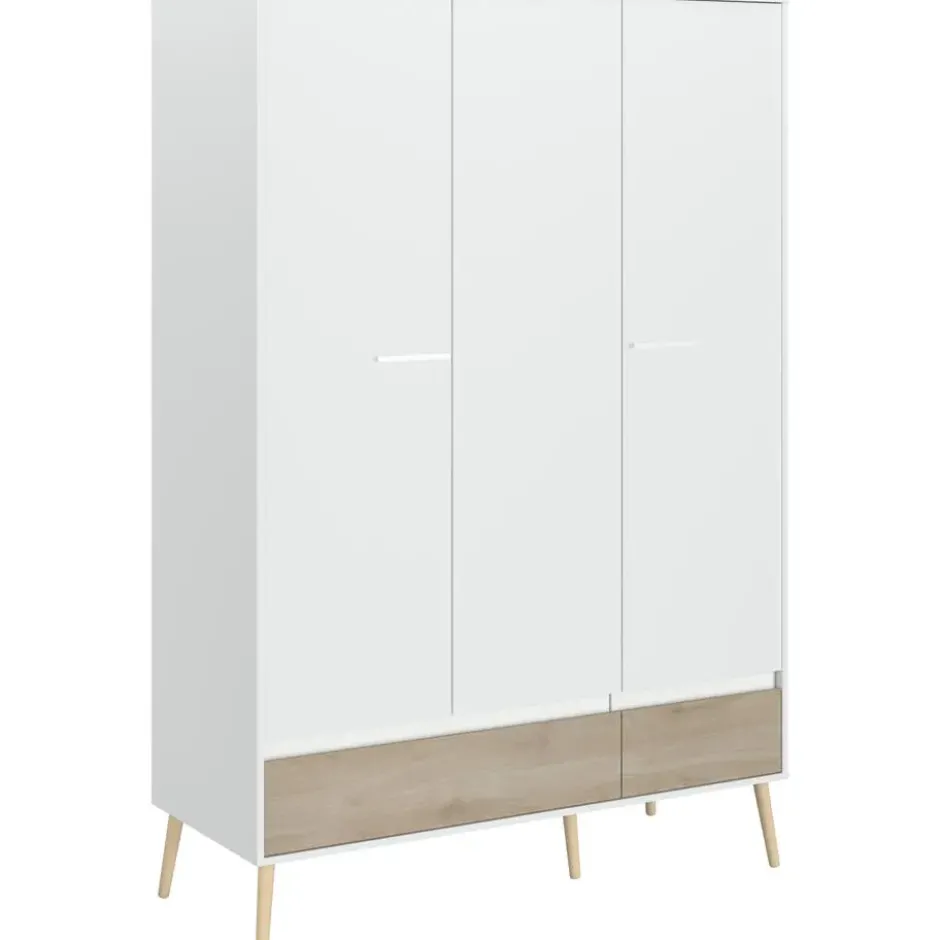 Kledingkast Aalborg 3-deurs - wit/eiken - 200x135x54 cm