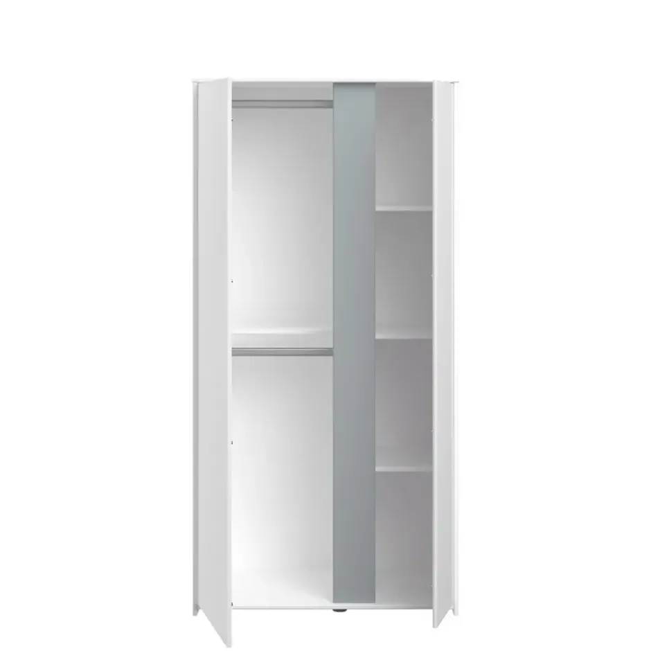 Kledingkast Bobby 2-deurs - wit - 182x90x51 cm