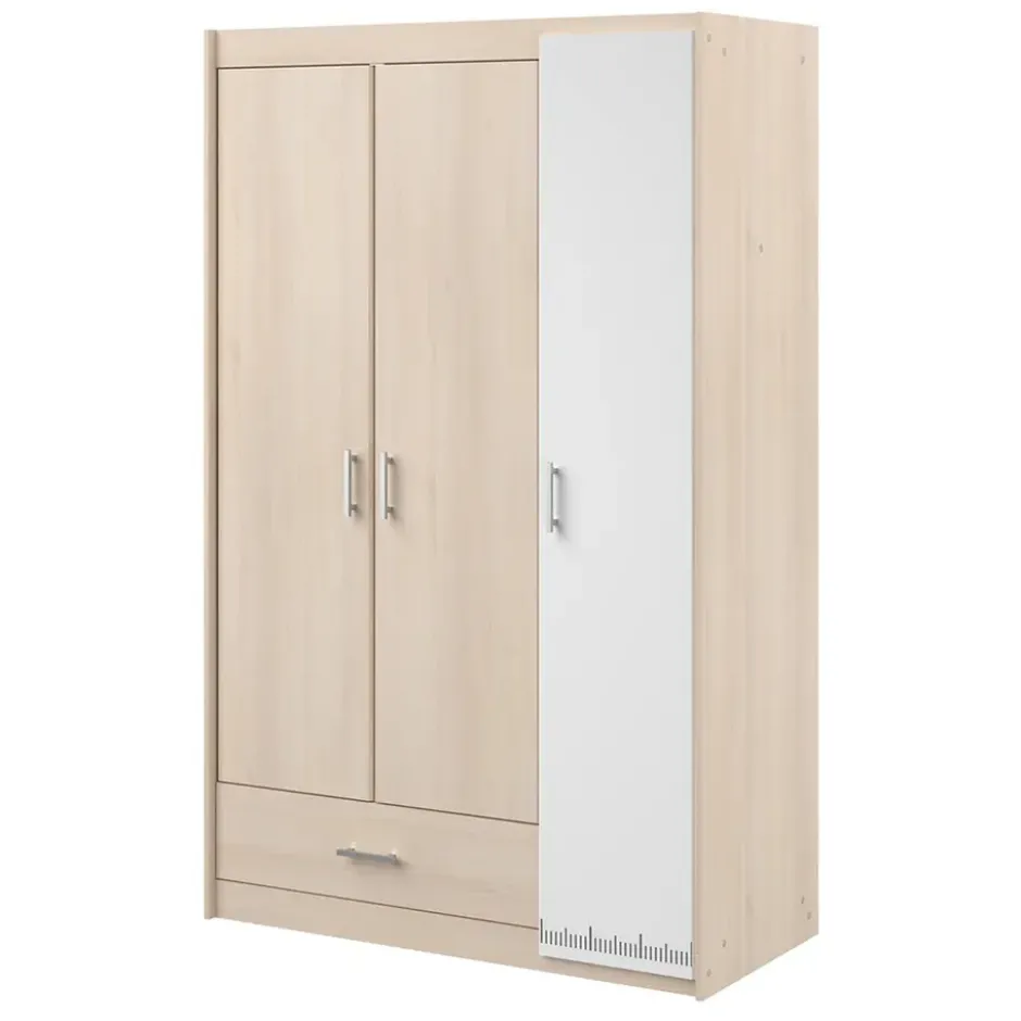 Kledingkast Charly 3-deurs - acaciakleur - 180x112x52 cm