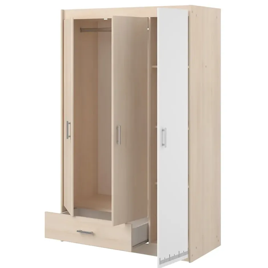 Kledingkast Charly 3-deurs - acaciakleur - 180x112x52 cm