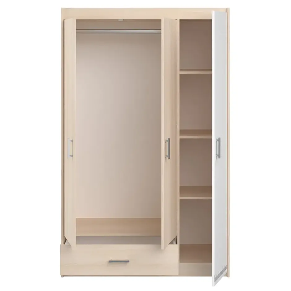 Kledingkast Charly 3-deurs - acaciakleur - 180x112x52 cm