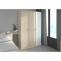 Kledingkast Charly 3-deurs - acaciakleur - 180x112x52 cm