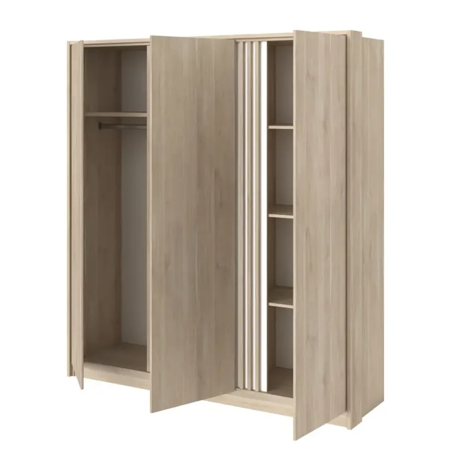 Kledingkast Evi 3-deurs - eikenkleur - 203x185x52 cm