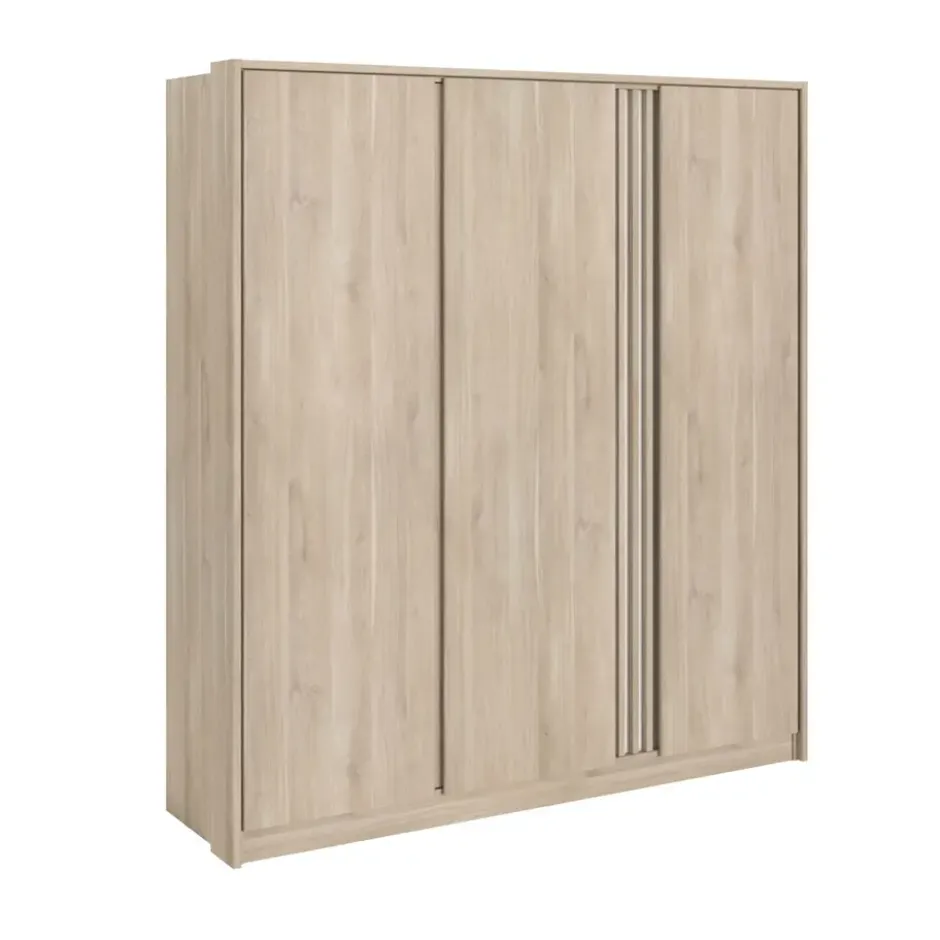 Kledingkast Evi 3-deurs - eikenkleur - 203x185x52 cm