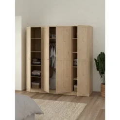 Kledingkast Lynn 4-deurs - eikenkleur - 200x196x62 cm