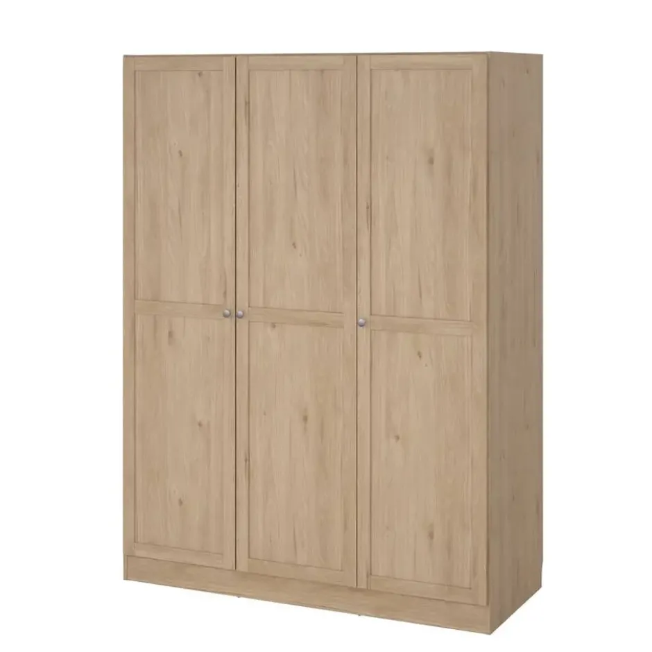 Kledingkast Lynn 3-deurs - eikenkleur - 200x147x62 cm