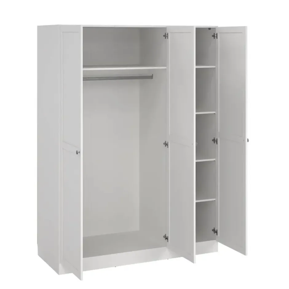 Kledingkast Lynn 3-deurs - wit - 200x147x62 cm