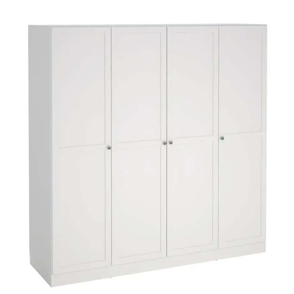 Kledingkast Lynn 4-deurs - wit - 200x196x62 cm
