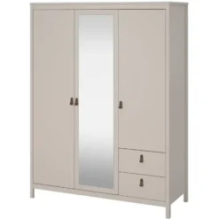 Kledingkast Madeira 3-deurs met spiegel - greige - 199x150x58 cm
