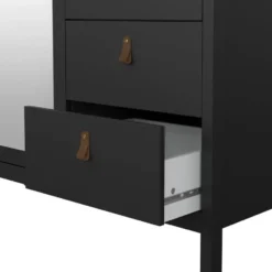 Kledingkast Madeira 3-deurs met spiegel - zwart - 199x150x58 cm