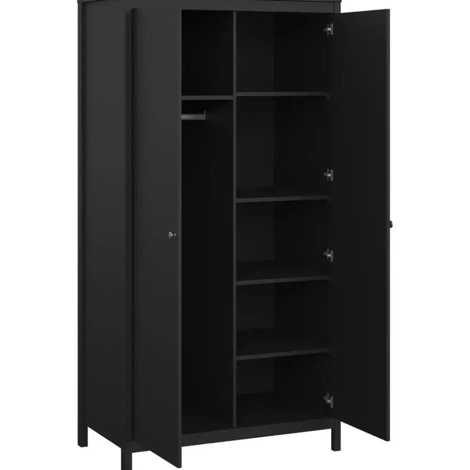 Kledingkast Madeira 2-deurs - zwart - 199x102x58 cm
