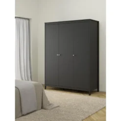 Kledingkast Madeira 3-deurs - zwart - 199x150x58 cm
