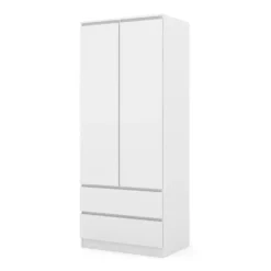 Kledingkast Maja 2-deurs met 2 laden - wit mat - 195x80x52 cm