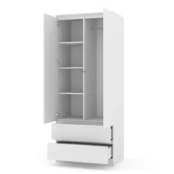 Kledingkast Maja 2-deurs met 2 laden - wit mat - 195x80x52 cm