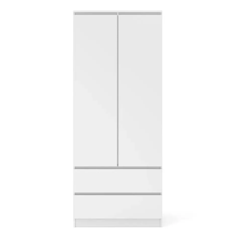Kledingkast Maja 2-deurs met 2 laden - wit mat - 195x80x52 cm