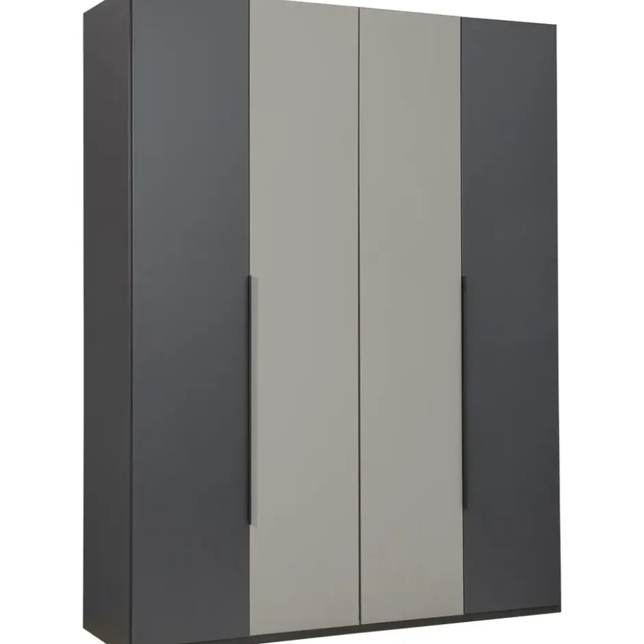 Kledingkast Milaan 4-deurs - grafiet/greige -236x180x58 cm