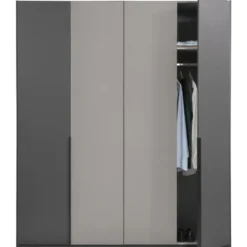 Kledingkast Milaan 4-deurs - grafiet/greige - 208x180x58 cm