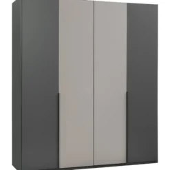 Kledingkast Milaan 4-deurs - grafiet/greige - 208x180x58 cm
