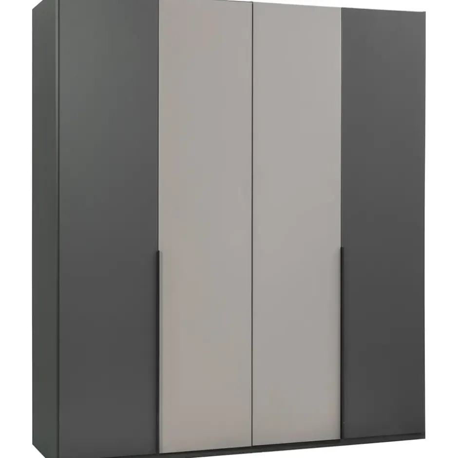 Kledingkast Milaan 4-deurs - grafiet/greige - 208x180x58 cm